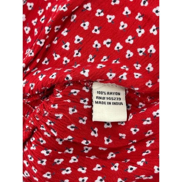 Sim & Sam Women's Red Sleeveless Ruffle Top Blouse Ruffles Peasant Shirt Small - Picture 4 of 7